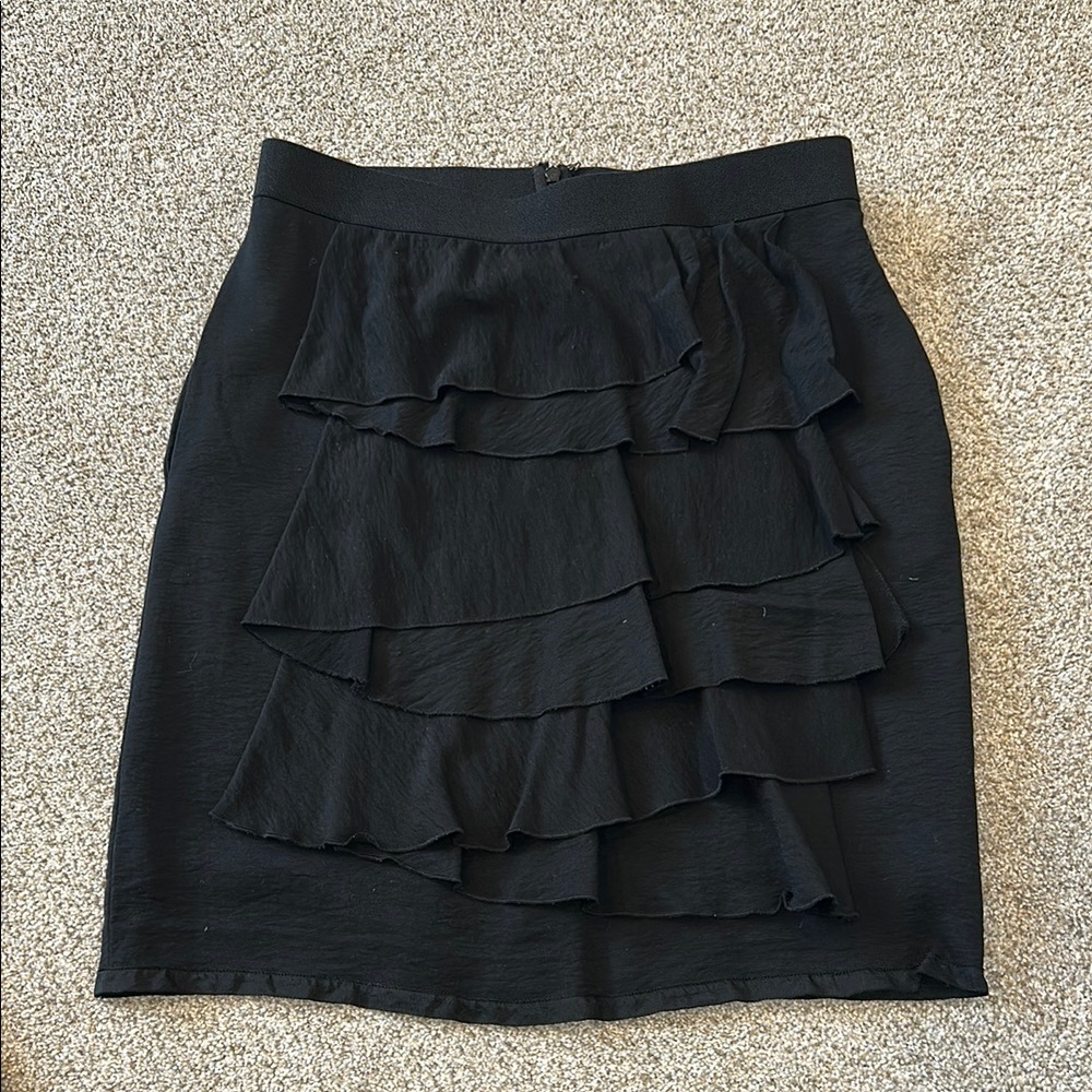 BCBGMaxAzria Elegant Black Ruffled Mini Skirt